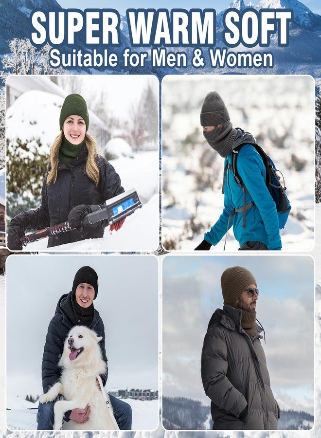 Wmcaps طقم هدايا رجالي من Wmcaps، قبعة صوفية مبطنة ووشاح للرقبة - قبعة ووشاح شتوي مقاوم للرياح، ملابس دافئة ناعمة مناسبة للطقس البارد، مثالية للتزلج والمشي لمسافات طويلة والعمل في الهواء الطلق - Image 4